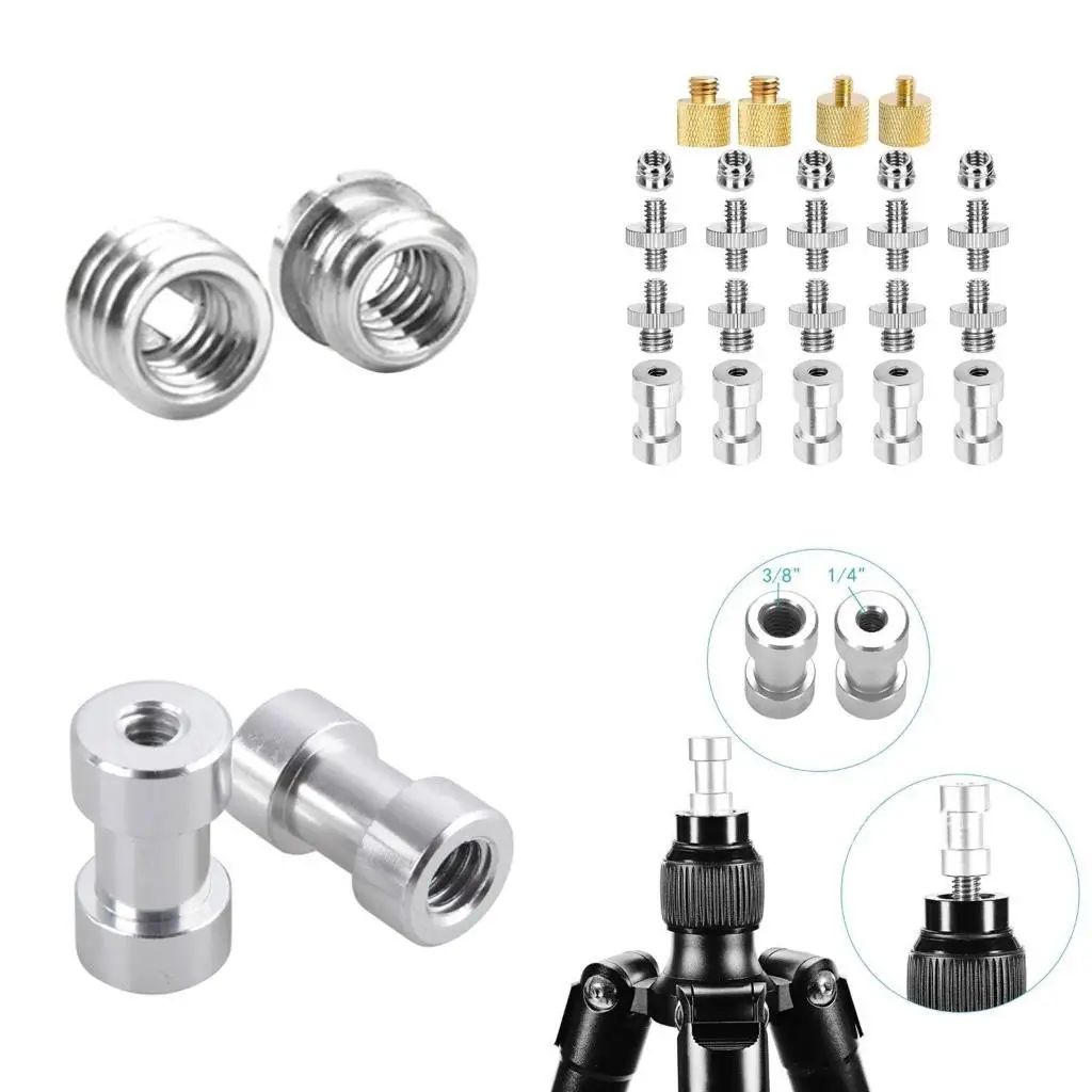 

652F 22Pcs Metal 1/4" Male to 1/4" or 3/8" Male Threaded Adapter 1/4 or 3/8 Inch Double Male Screw Adapter for Tripod Camera