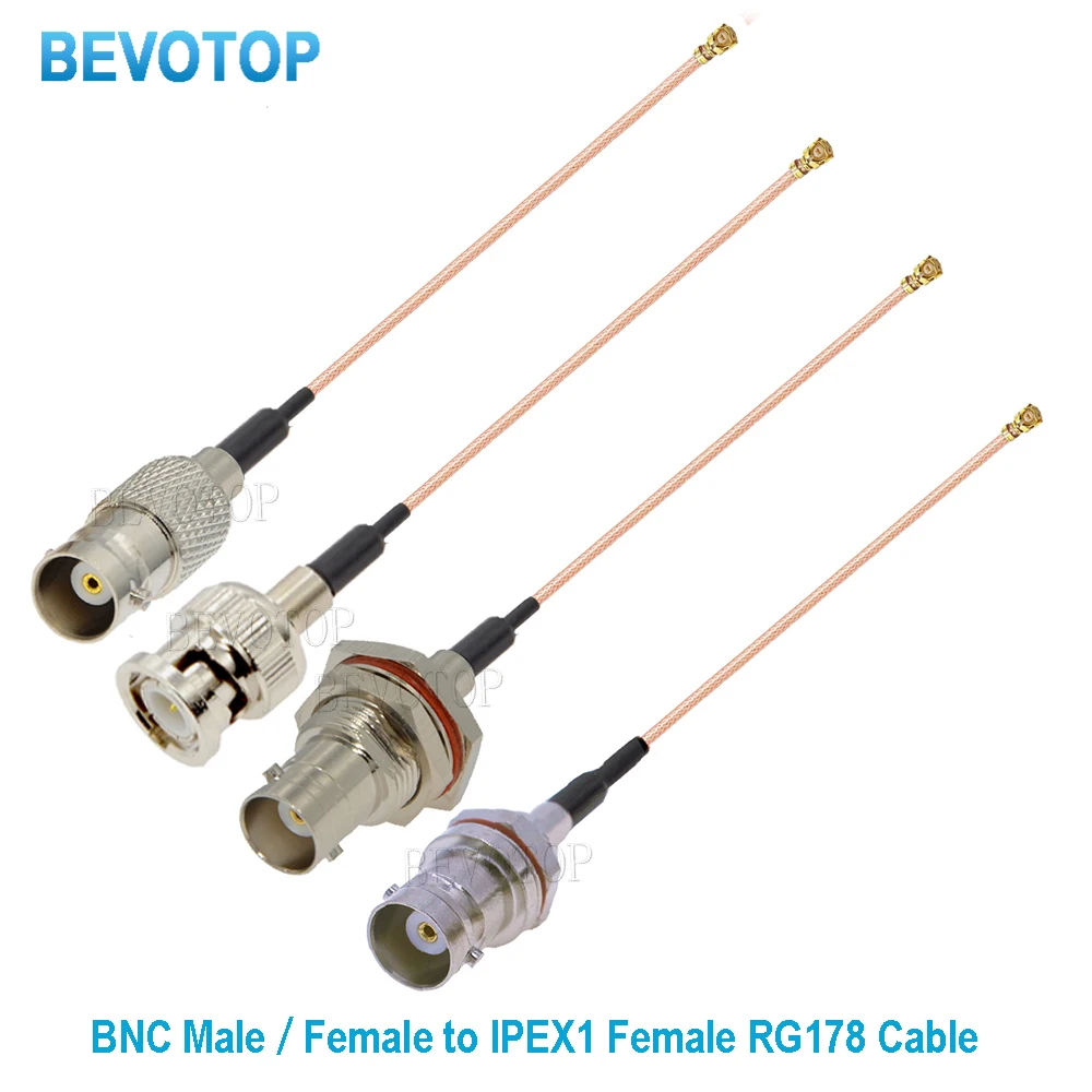 1PCS RG178 Cable BNC Male/Female to uFL u.FL IPX-1Female Connector 50 Ohm Pigtail RF Coaxial Antenna Extension Cord RF Jumper