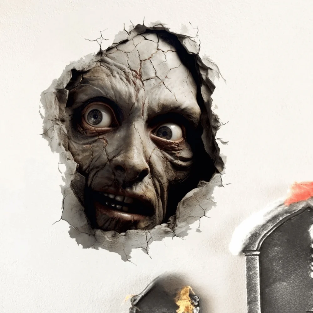 Waterproof Halloween Spooky Sticker Realistic PVC Zombie Wall Sticker Self Adhesive Scary Monster Wall Sticker Haunted House