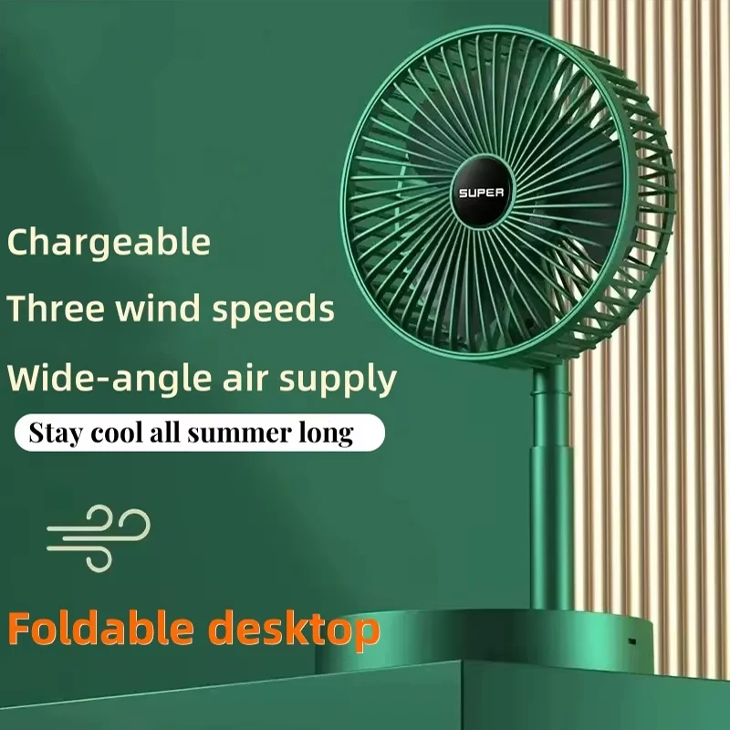 New Adjustable Folding Fan Small Cooling Handy Desk Low Noise Home Charging USB High Duration Standby Mini Electric Fan