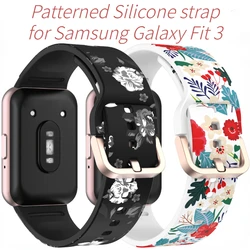 Patterned Silicone Strap For Samsung Galaxy Fit 3 Colored Bracelet Rose gold metal buckle Wristband For Samsung Galaxy Fit3 Belt