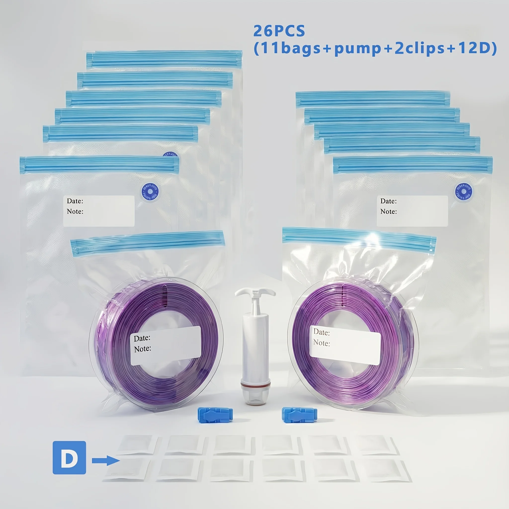 26/52 Stück Vakuumierbeutel + Pumpe | Feuchtigkeitsbeständige Luftdichte Aufbewahrung für 3D-Drucker-Filament, Verstopfungsfrei, Langlebiger Kompakter Organizer