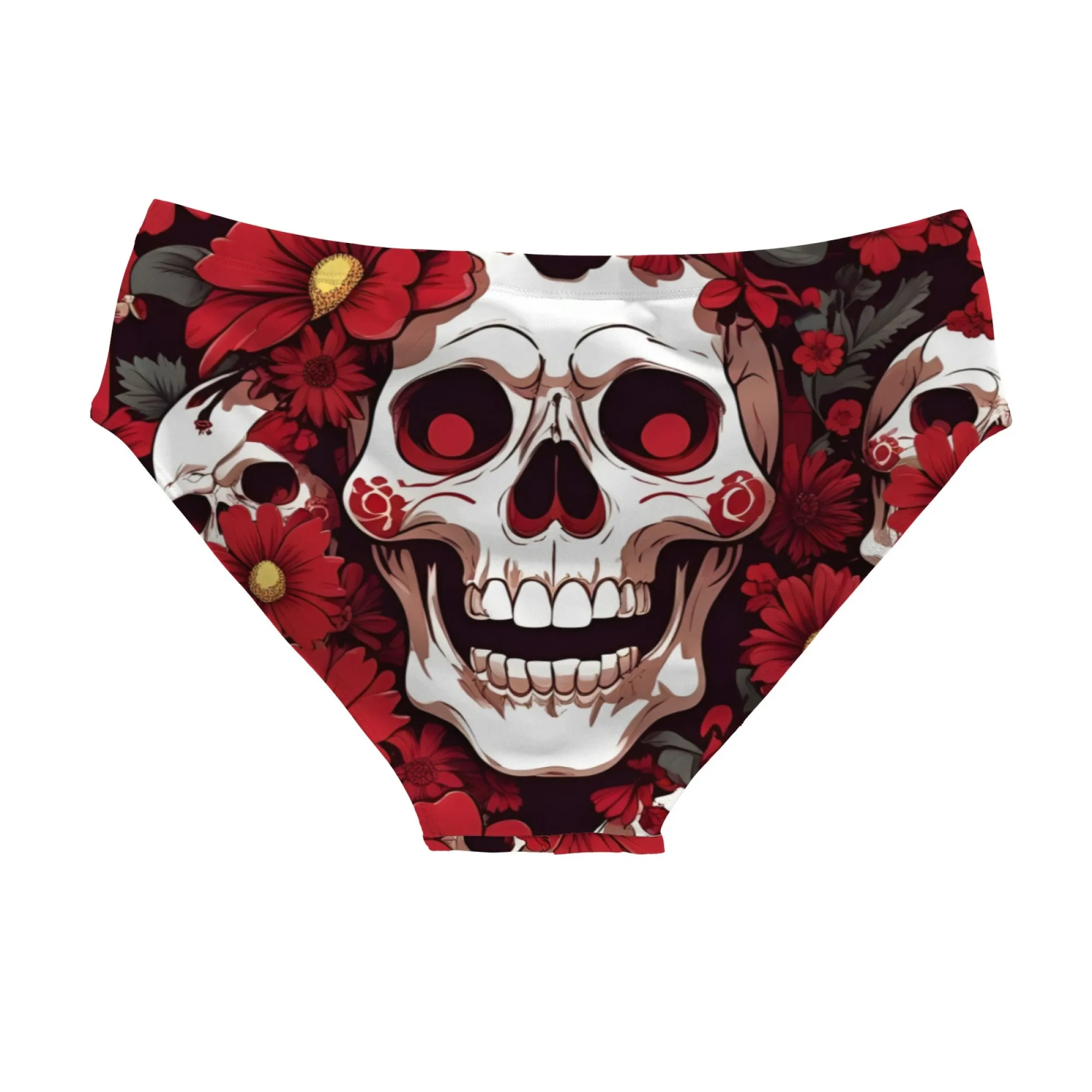Floral Skull Swim Trunks Lightweight Comfortable Sexy Men's Triangle Trunks Pool Parties Hot Spring Resorts Sexy Men's Bikinis