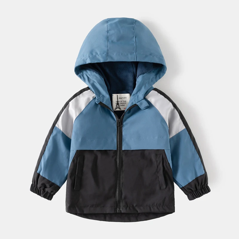 

Autumn Winter Boy's Warm Bomber Jackets Fashion Children Fleece Lined Windbreaker Hooded Coats Kids Sports Zipper Jackets 8Y