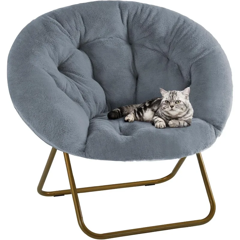 

Comfy Saucer Chairs Cozy Faux Fur Soft Lounge Cute Folding Bedroom Living Room Seat Flexible Reading Foldable Seating for