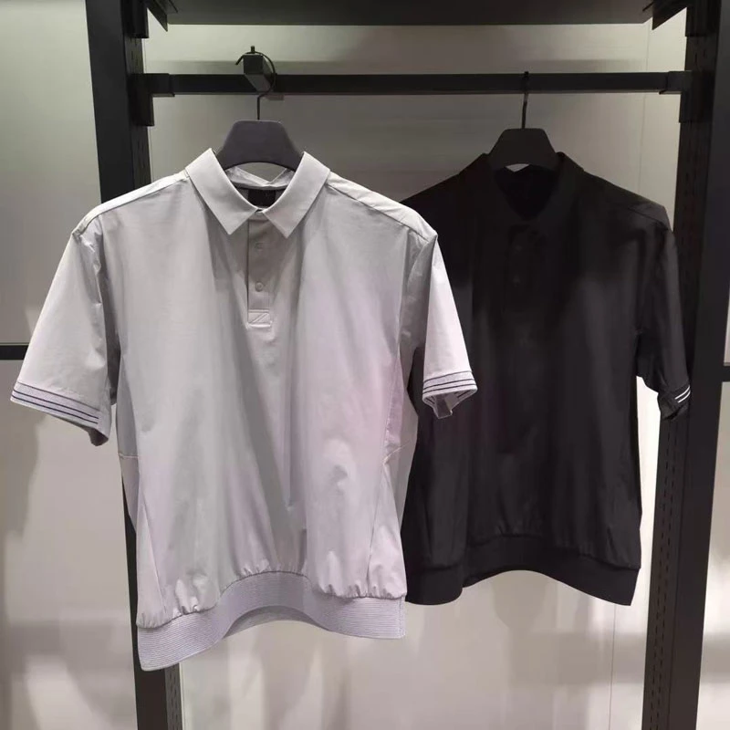 Men's Golf Polo 2026 Summer New Korean Style Solid Breathable Quick-Dry Cooling Striped Cuffs Lightweight Versatile Polyester