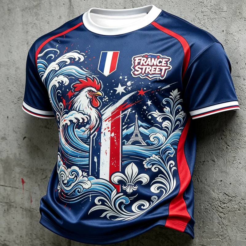 Family Matching Inspired France Football Graphic T-shirt Eiffel Tower Pattern  Quick Moisture Wicking Casual Football Top