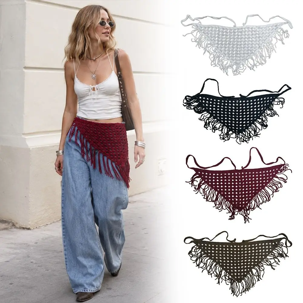 Fashion Tassels Fringe Waist Belt Exquisite Ethnic Dance Hip Scarf Y2K Triangle Scarf Corset Belt for Women