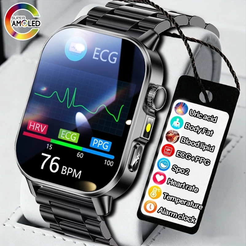 2026 New Accurate Health Monitoring ECG+PPG Smart Watch Men BMI BP HR Health Analysis LED Torch Bluetooth Call Women Smartwatch
