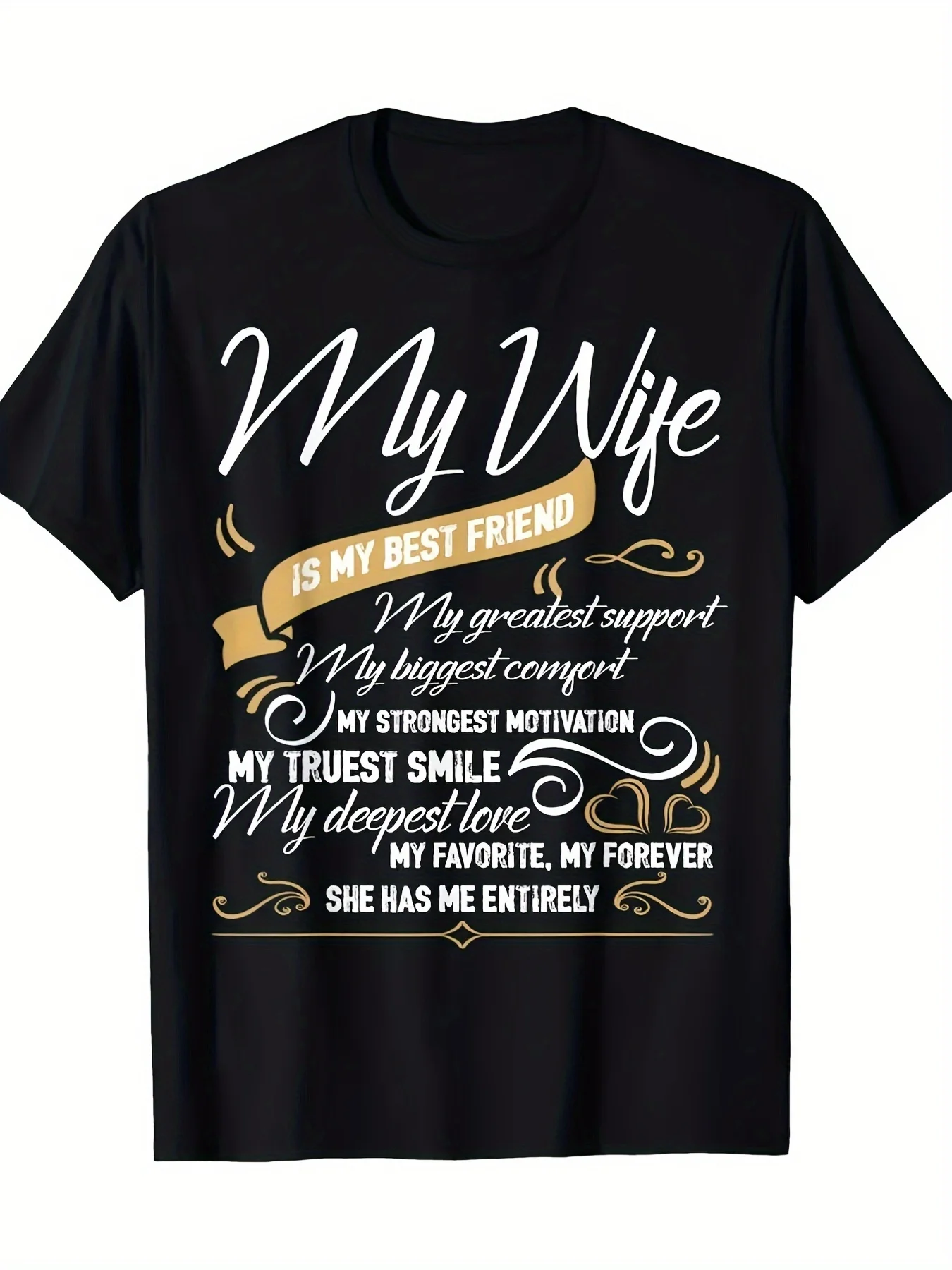 

Men's 'I Love My Wife' T-Shirt - Heartfelt Message, 100% Cotton, Casual Crew Neck, Short Sleeve, Machine Washable