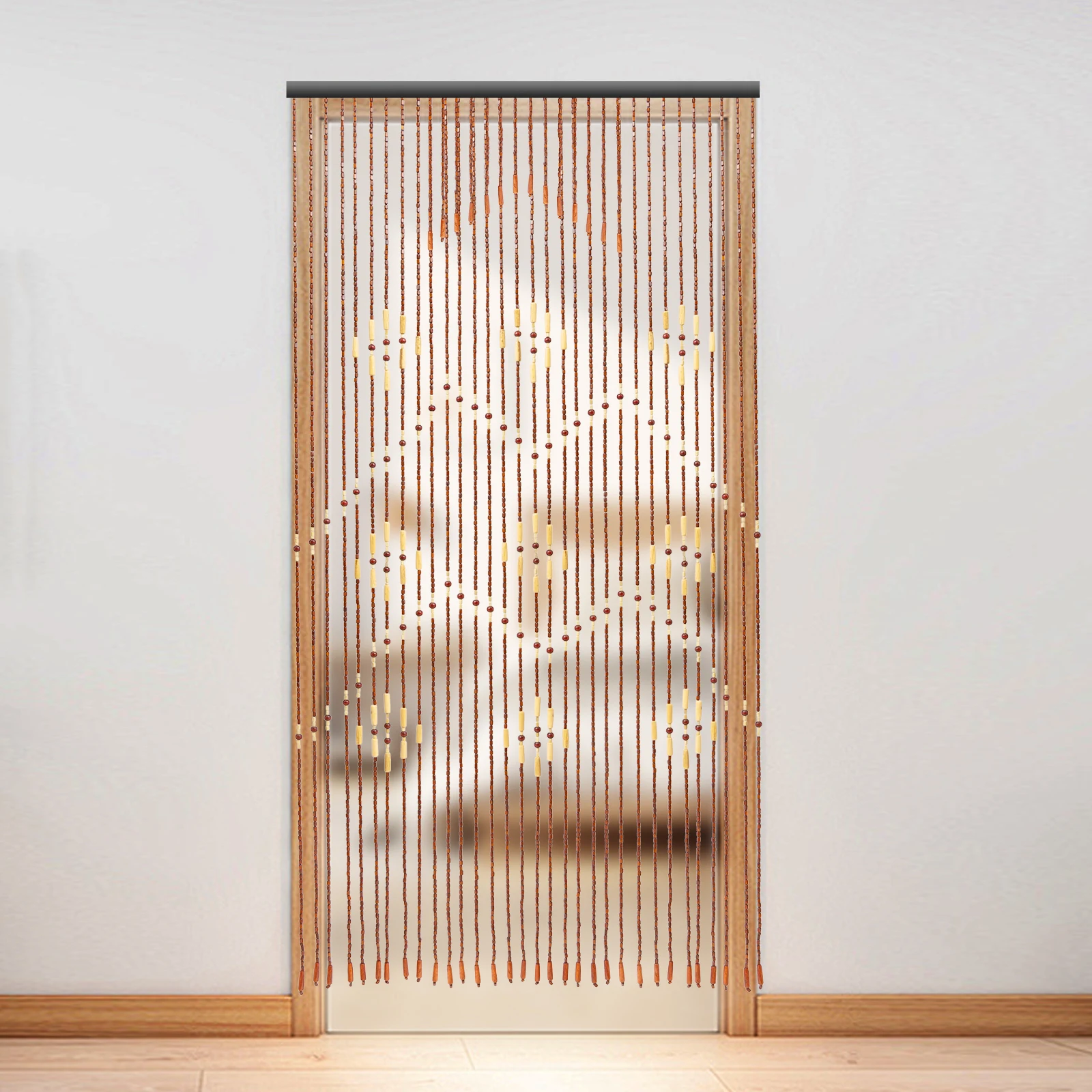 ستارة خرز من الخيزران الخشبي الكلاسيكي الصيني (35.4 × 68.9 بوصة)، 32 خطًا ونمط البرقوق، مثالية لديكور باب/نافذة المنزل