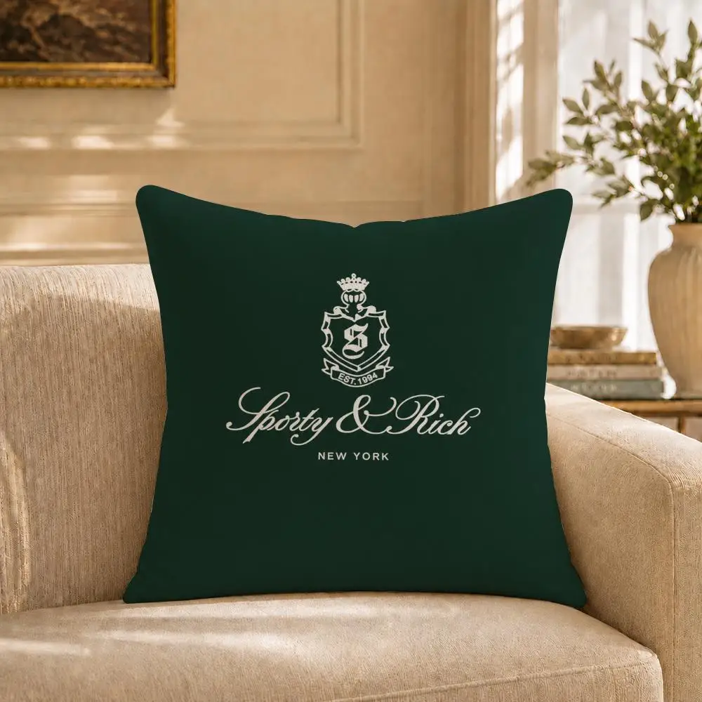 Fashion S-Sporty Rich Cushion Cover Short‑plush Cushion Cover,Breathable,Skin‑friendly,Washable,room Sofa Decor Gift