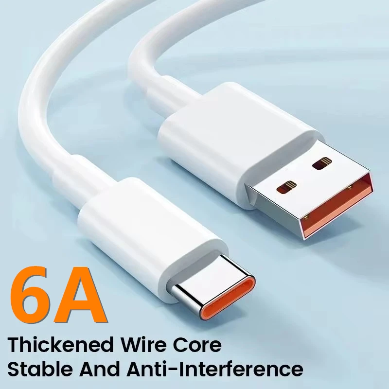 6A 67W Ultra Fast Charger Cable for Xiaomi 10T 11 Lite 12 Redmi Note 10 11T 12T 13 POCO X3 X4 F4 Quick Charging Type C USB Cable