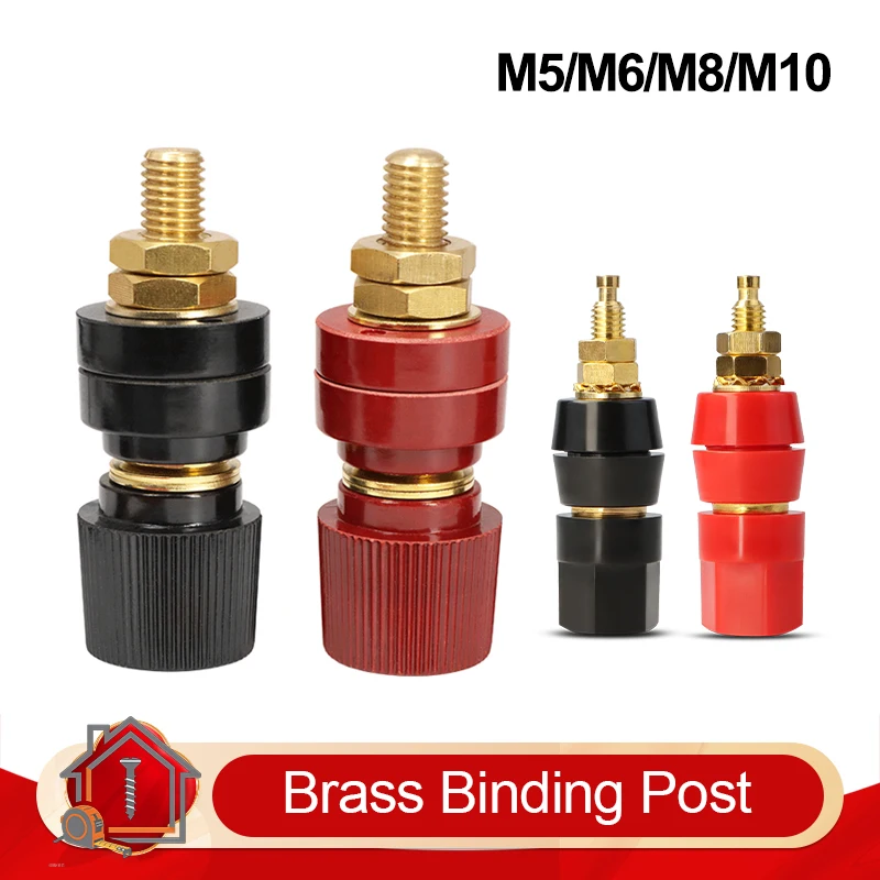 Brass Binding Post Terminal Kit M5/M6/M8/M10 High Current Power Terminal Connector for Inverter Welder Battery Amplifier Speaker