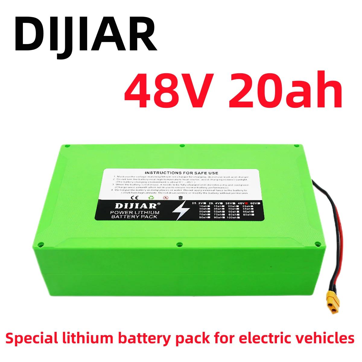 The new 48v20ah 100% brand new full capacity is suitable for the use of 800W1000W motors with powerful power