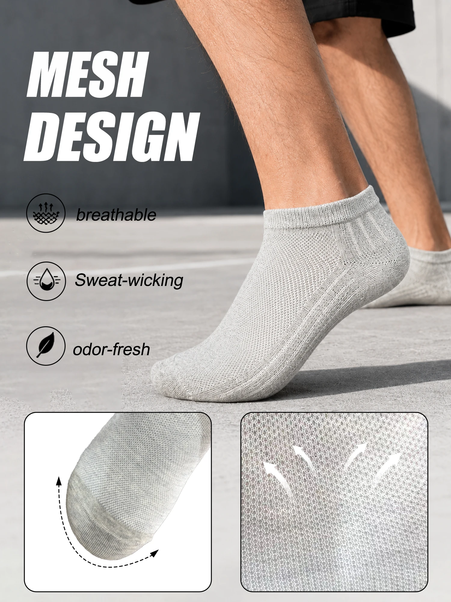 1/3/6 Pasang Kaus Kaki Pria Hitam Putih Abu-abu, Bahan Katun Bernapas, Empuk, Model Pendek, Untuk Olahraga Lari, Anti Selip, Menyerap Keringat, Cocok untuk Hadiah