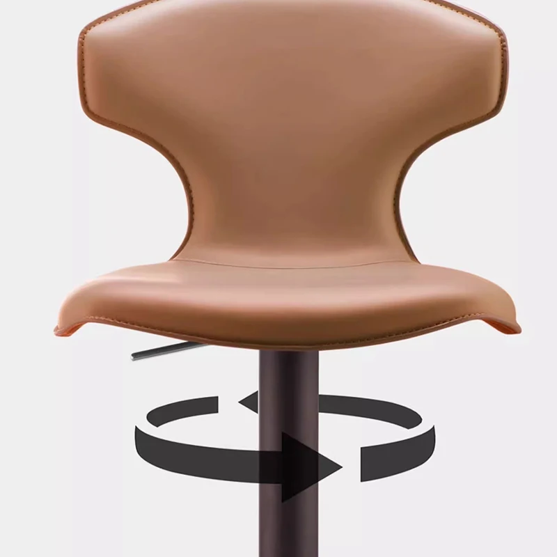 Free Shipping Barber Bar Stool Leather Back Minimalist Luxury Office Bar Stool Modern Lounge Cadeira Giratoria Library Furniture