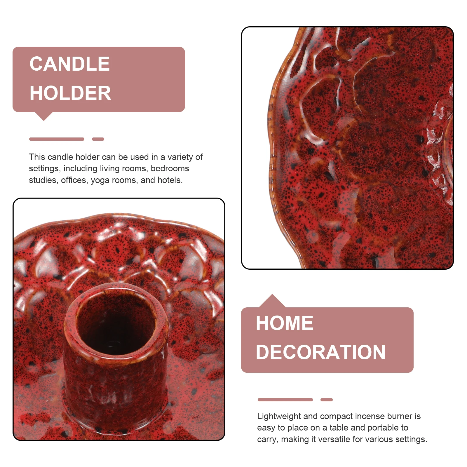 

Ceramic Incense Holder Unique Texture Delicate Safe Long-Term Use for Home Tea Ceremony Holder Tray Desktop Decoration