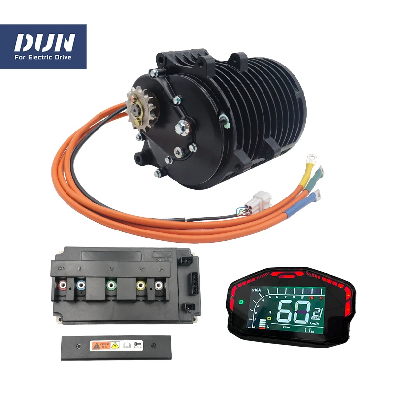 100KMH QS138 3KW V3 PMSM BLDC Mid-Drive Motor Internal Gears 1:2.35 With EM-150 and DKD ONE-LIN Speedometer