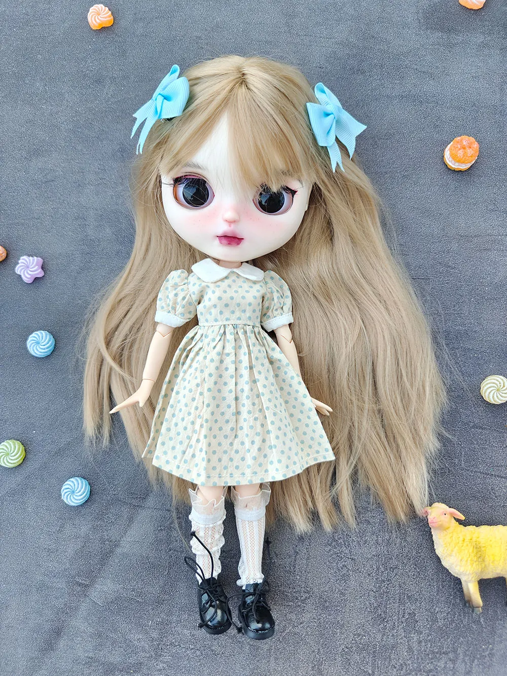 

New Blythe dolls Clothes Handmade Regular wear blythe Polka dot dress Cute For Ymy Ob24 Ob22 Doll Accessories