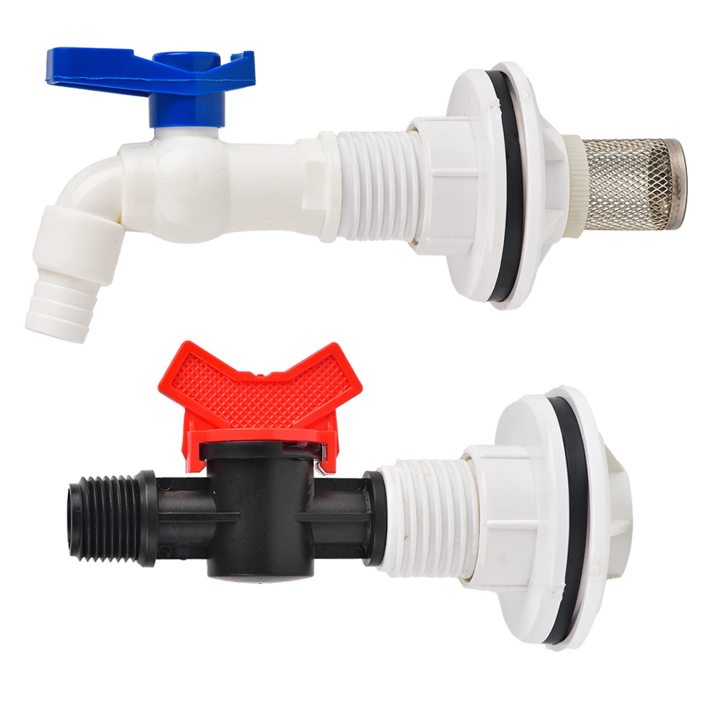 PVC Bulkhead Fitting Water Tank Replacement Spigot Drainage Faucet Connector for Rain Barrels Aquariums Ponds