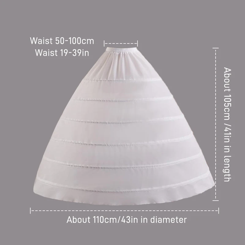 Bride Wedding Dress Petticoat Long 6 Hoops Crinoline Underskirt Bottom For A Swollen White Ball Gown Skirt Party Dresses Cosplay image 4
