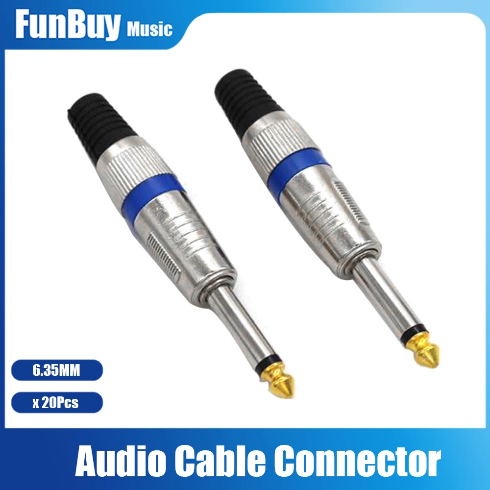 2pcs 6.35mm Guitar Audio Cable Connector Mono Jack 6.5 Amplifier Microphone Plug 6.5mm Mono Sophomore Core