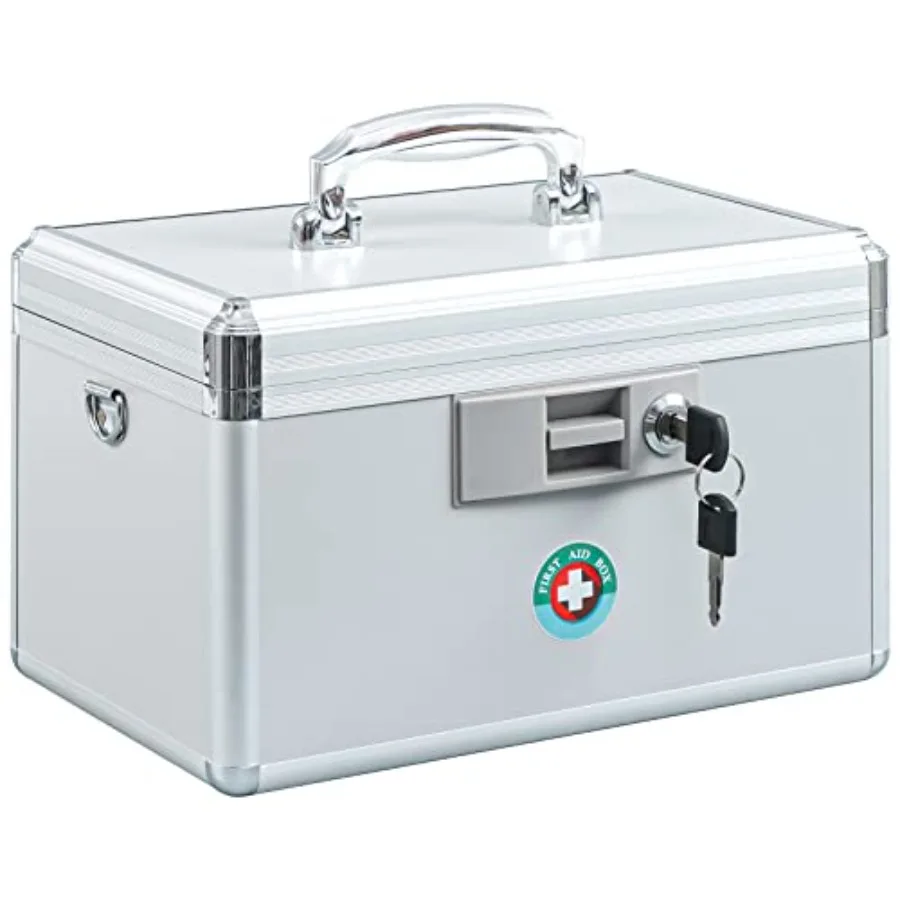 

KYODOLED Locking Key Medicine BoxFirst Aid Key Safe Box with Lock Key Medication Storage Lock Box for Drugs Use 12.2'' x 7.8''