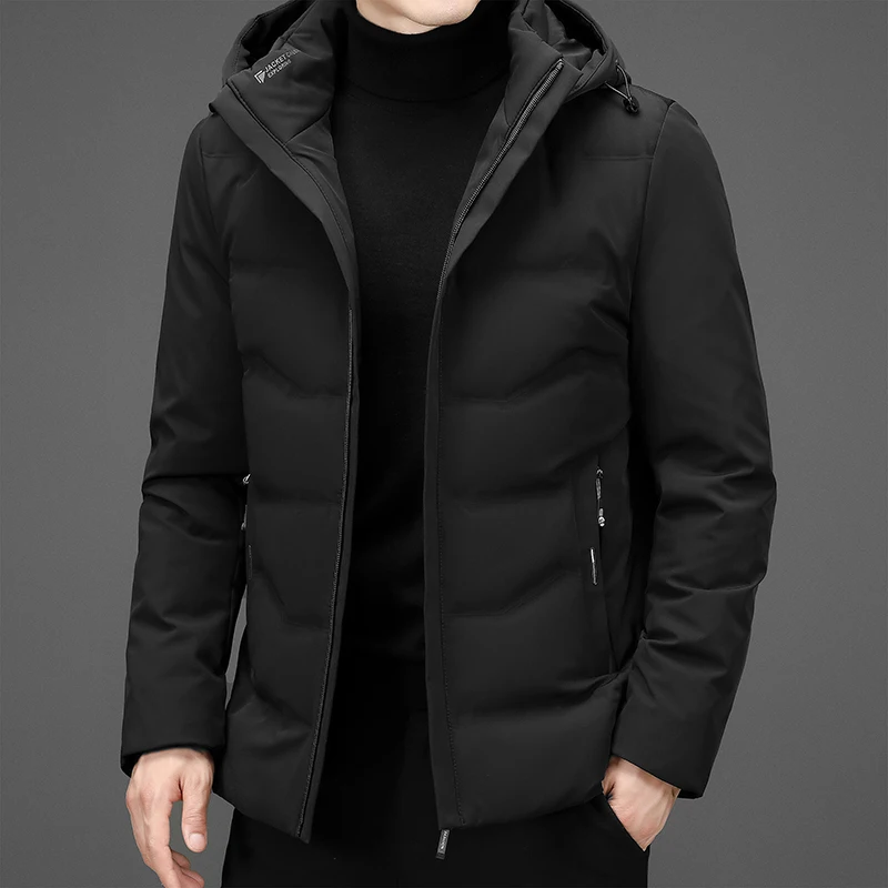 Casual 2024 Winter Men's Hooded White Duck Down Jackets Outdoor Loose Windproof Wear Warm Puffer Coats Solid Thick Down Clothing