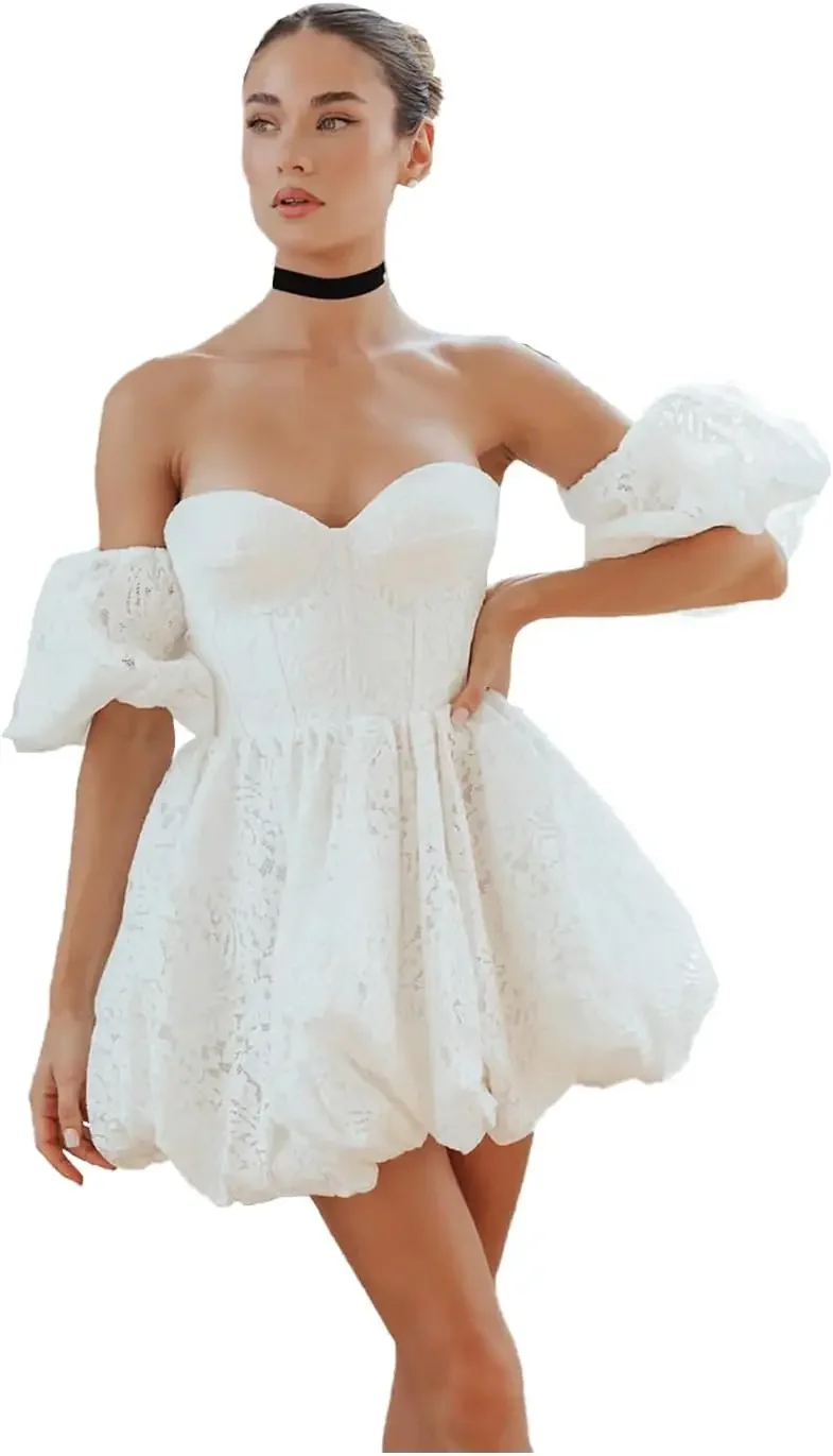 

Mini Bridal Dress for Bride and Corset Wedding Reception Gowns Short Wedding Dresses for Women, 2025 Graduation Homecoming Dress