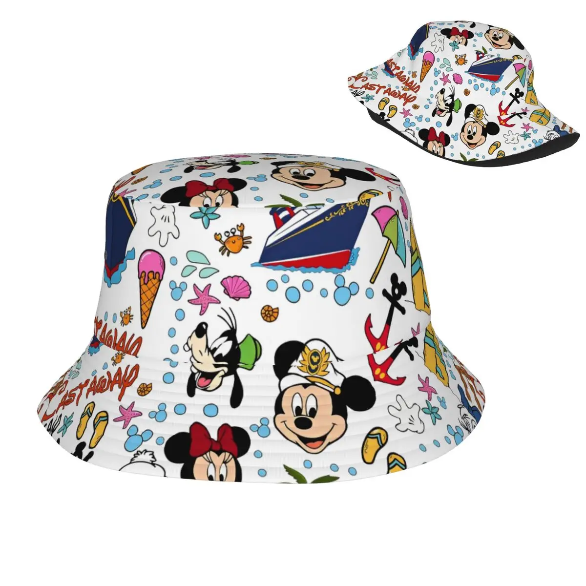 

Unique Mickey Mouse Bucket Hat For Unisex UV Protection Bob Hat Travel Headwear