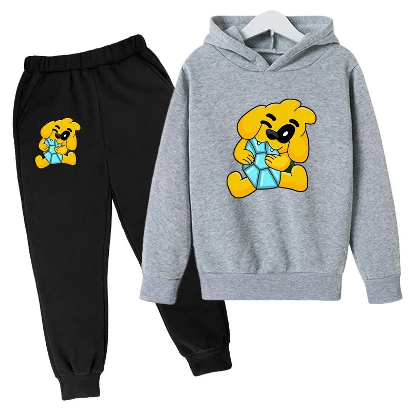 Sweat à capuche et pantalon imprimé Mike Dog pour enfants, pull mignon, survêtements 2 pièces, tenues décontractées pour garçons et filles, ensembles pour enfants, printemps, automne, 2-13 ans