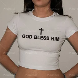 Vintage Aesthetic Streetwear Gothic Harajuku Graphic T-shirt Crop Tops Women 2000s Tops Y2k Style Clothes Emo Girls Baby Tees