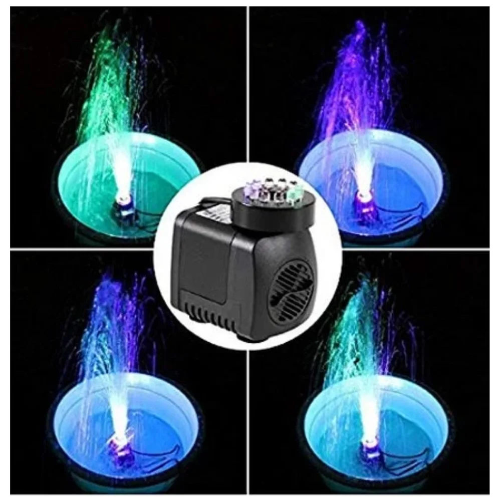 Water Fountain 5W 7W 25W High Pump with 12 LED Lights Cord for Aquarium Fountain Fish Tank Pool Garden Pond