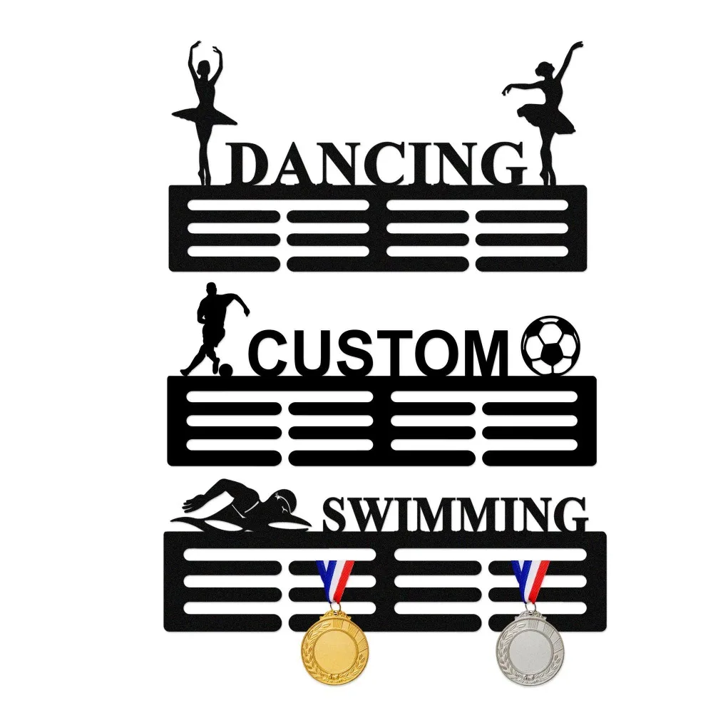 Custom Name Medal Hanger,12 Rungs Medals Ribbons,Personalized Sports Award Wall Decor,Decoration Only
