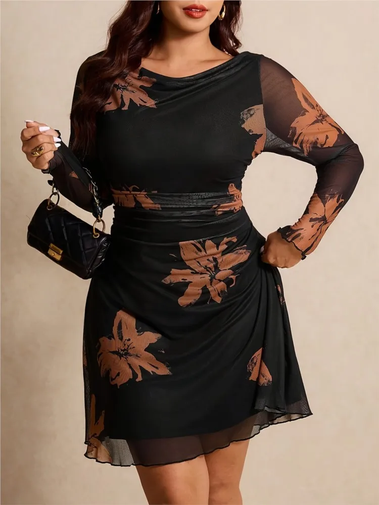 Picture 6: XL-4XL Plus Size Clothes Dresses Women Spring Autumn Robes Long Sleeve Street Style Casual 3XL Big Size Dress Oversized