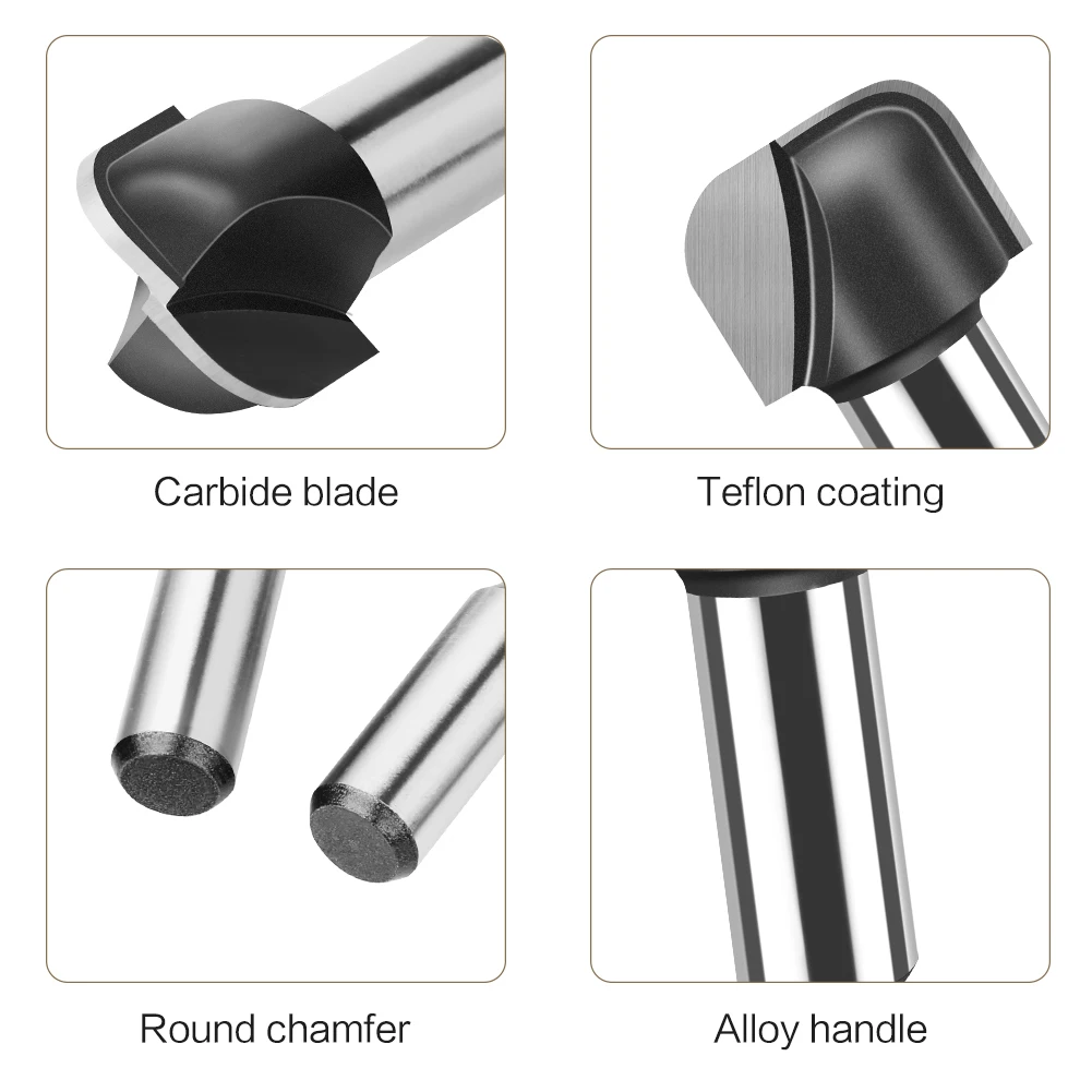 12Mm 1/2in Schachtkom & Lade Router Bit Ronde Neus Frees Houtbewerking Gereedschap Graveergereedschap
