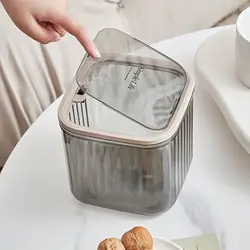 Press Type Desktop Trash Convenient Plastic Transparent Storage Box Desk Organizer Office Supplies