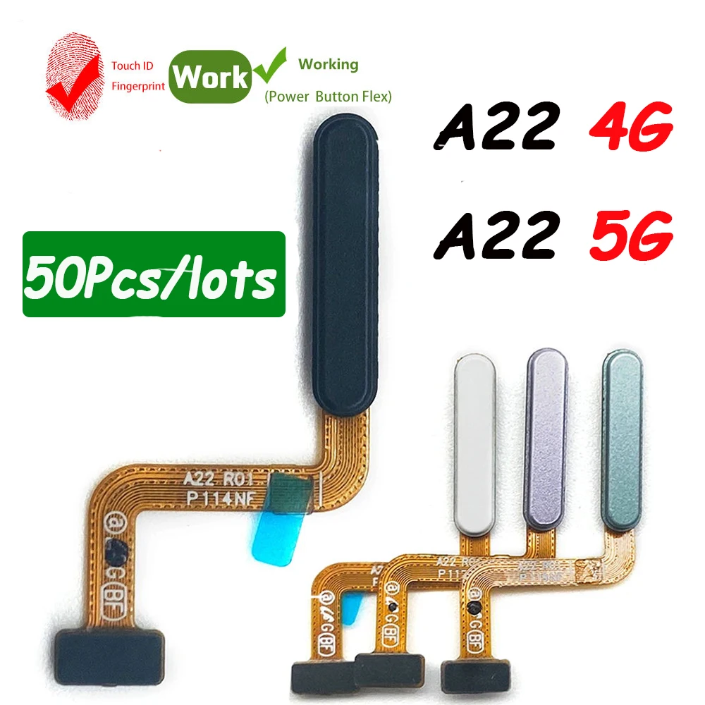 

50Pcs，Fingerprint Scanner For Samsung A22 4G / A22 5G ID Home Button Fingerprint Menu Return Key Recognition Sensor Flex Cable