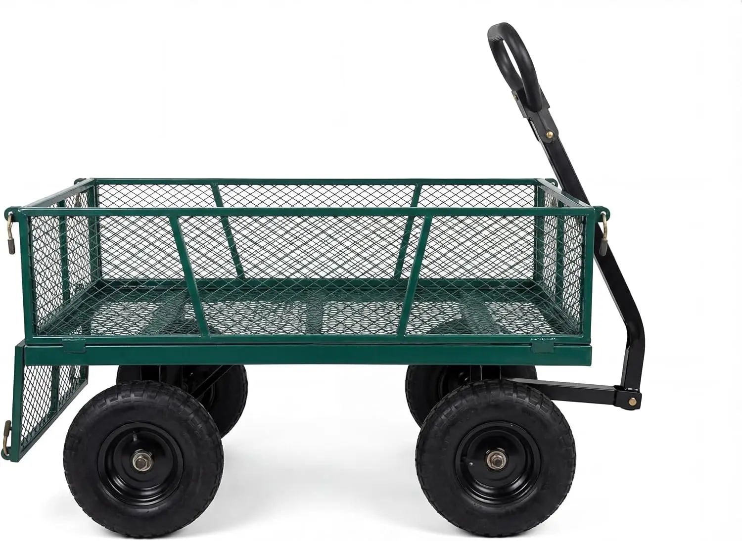 Heavy Duty 1200LBS Steel Garden Cart Metal Yard Utility Wagon Removable Mesh Sides 13 Inch All Terrain Tires 180 Rotating Handle