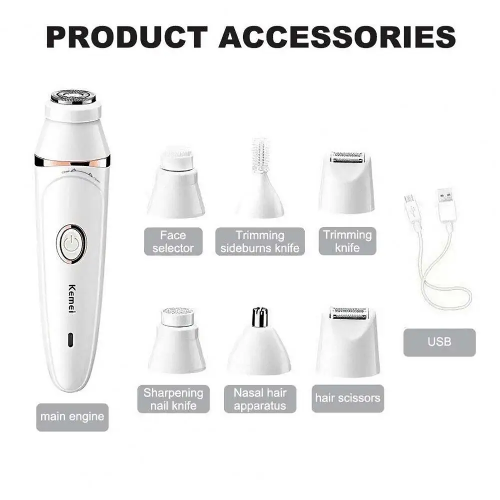 Epilator for Women Gentle Hair Removal Tool 7-in-1 Cordless Rechargeable Face Epilator Kit Smooth Painless Hair for Women