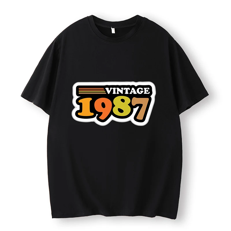 

Men's and Women's T-Shirts Trendy Vintage 1987 Versatile Fashion Vintage Cropped Tops | 1987 Cotton Casual Cropped Tops Trends