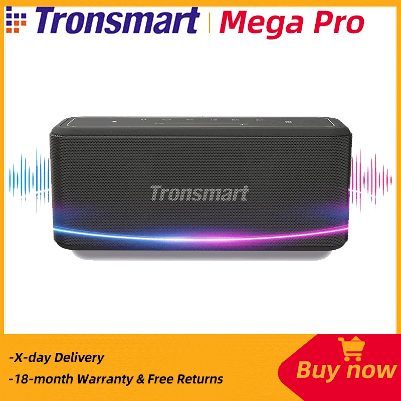 Tronsmart Mega Pro Speaker 60W Bluetooth Portable Speaker with Enhanced Bass, NFC, IPX5 Waterproof, Voice Assistant