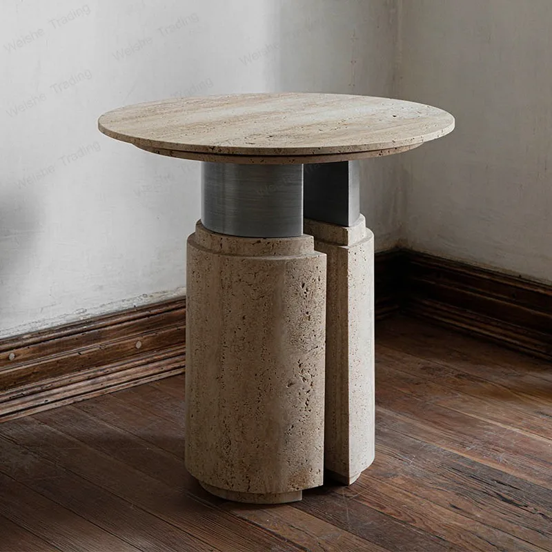 Natural travertine negotiation table designer modern simple luxury high-end home table