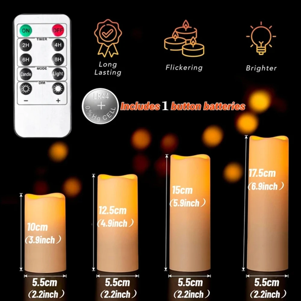 12pcs/set LED Flameless Candles Flickering Light with Remote Control for Festival Wedding Home Party Decor Lighting