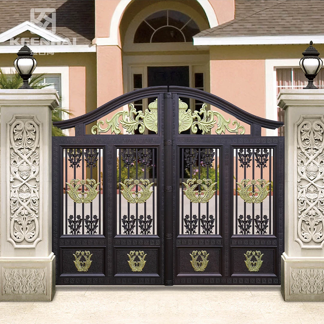 Luxury Middle East & Chinese Traditional Art Aluminum Swing Gate 3D Modeling Service Durable for Private Villa Garden Entrance