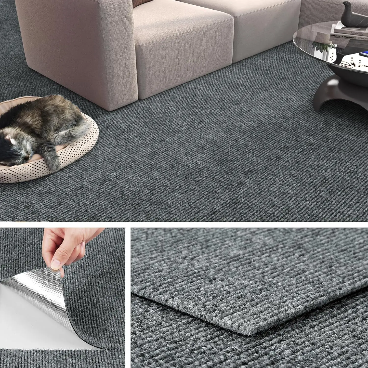 30x30cm Cat Scratching Mat Self-adhesive Cat Toy for Sofas Furniture Protection Mats Trimmable Cats Climbing Scratching Post Mat