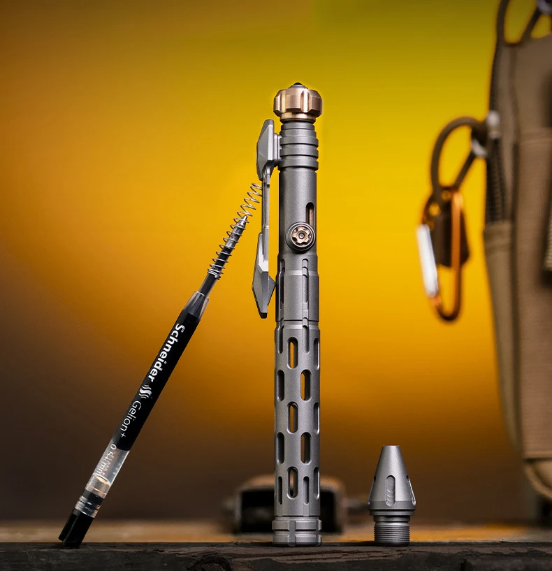 TITANER Titanium Tactical Defensive Pen Signature Skeleton Pen withWindow Breaker EDC Multifunctional Pen