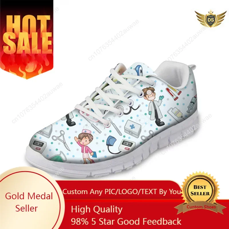 Scarpe da allattamento da donna Lady Cartoon Nurse Heart Beat Design Mesh Running Sneakers aspirante donna Soft Walking Zapato