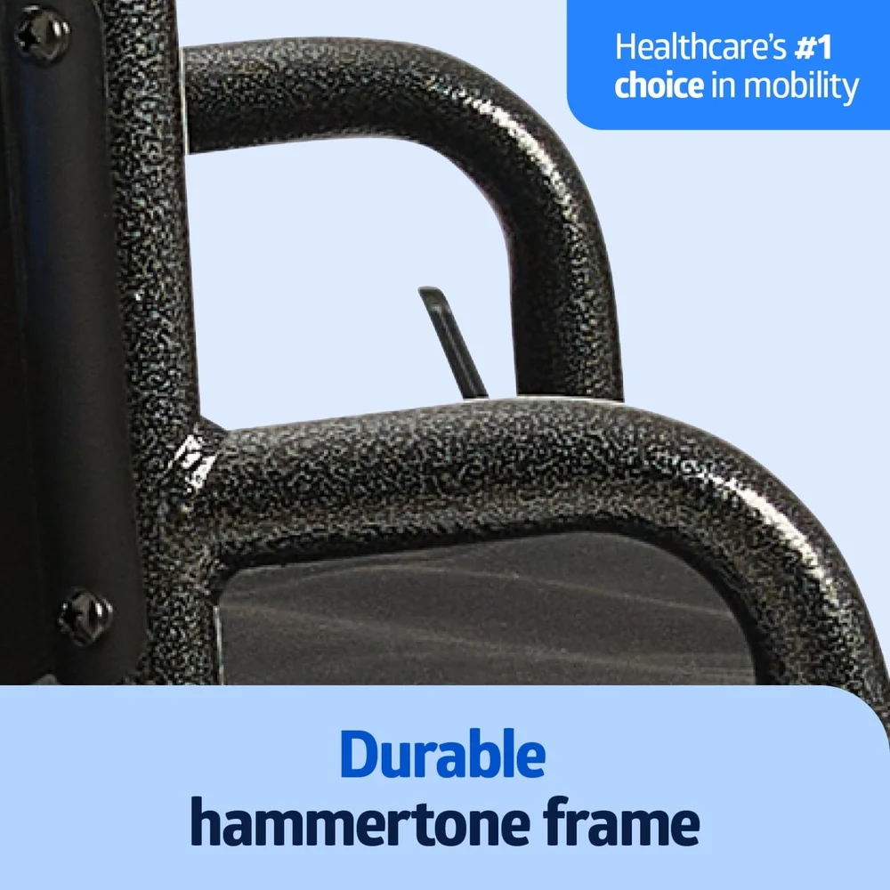 Comfortable Folding Manual Wheelchair with Swing-Back Arms Elevating Footrests Durable Frame Smooth Rolling Tires 300 lbs